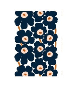 Marimekko Unikko kangas, valkoinen-sininen